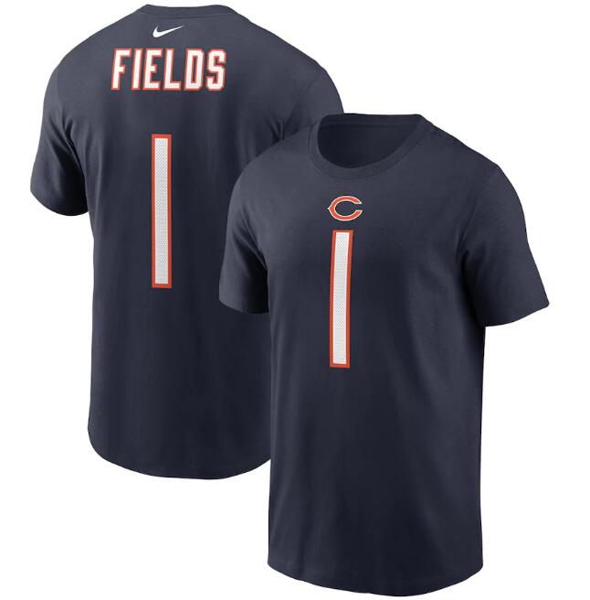 Men's Chicago Bears #1 Justin Fields 2021 Navy NFL Draft First Round Pick Player Name & Number T-Shirt Men's Chicago Bears #1 Justin Fields 2021 Navy NFL Draft First Round Pick Player Name & Number T-Shirt